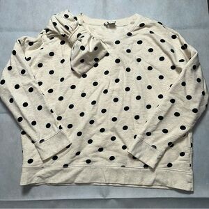 Kate Spade polka dot shoulder bow pull over sweatshirt size large